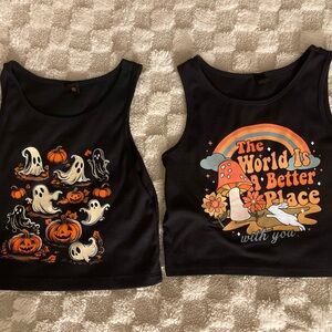 ROMWE Black Ribbed Tank Tops